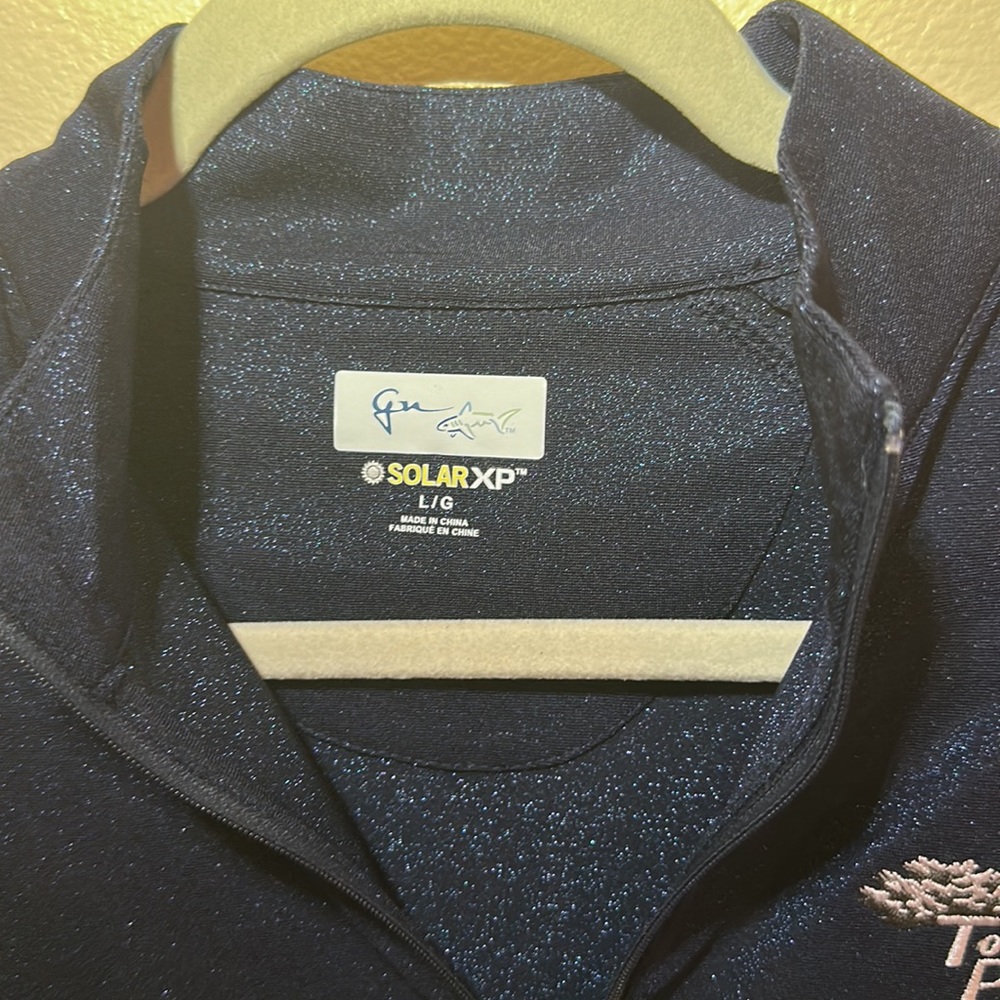 NWT. Woman’s Ruched lurex 1/4 zip long sleeve top. Size L. Torrey Pines edition. - Picture 4 of 6